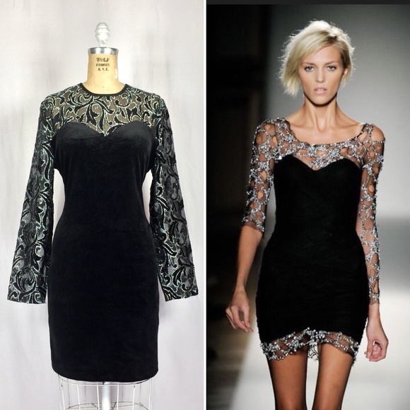 Cocktail Dress with Sheer Sleeves